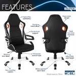 Techni Mobili Racing Style Home & Office Chair, Black