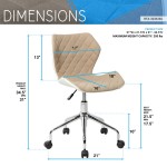 Techni Mobili Modern Height Adjustable Office Task Chair, Beige