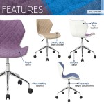 Techni Mobili Modern Height Adjustable Office Task Chair, Purple