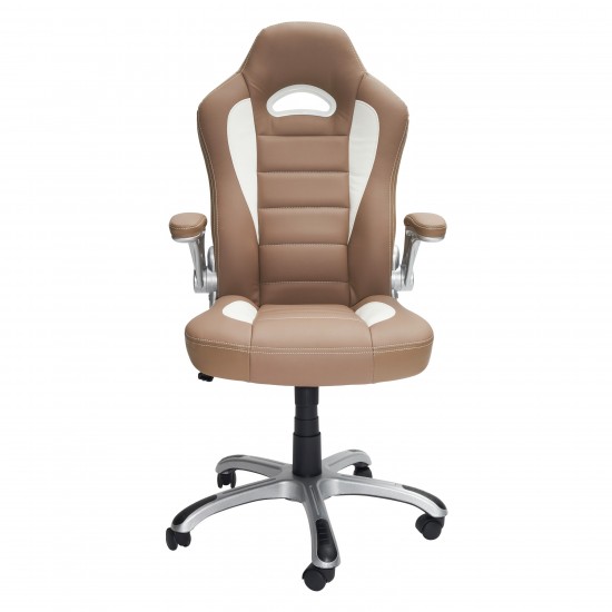 Techni Mobili High Back Executive Sport Race Office Chair with Flip-Up Arms, Camel