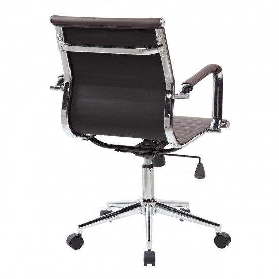 Techni Mobili Modern Medium Back Executive Office Chair, Chocolate