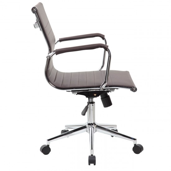 Techni Mobili Modern Medium Back Executive Office Chair, Chocolate