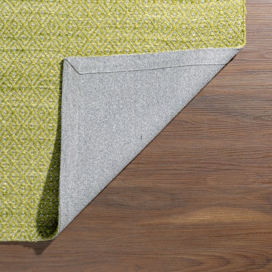Prism Celery Diamond Weave Wool Runner Rug, 2’3" x 7’6", Celery, APR32CE2X8