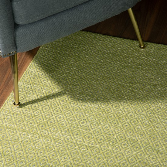 Prism Celery Diamond Weave Wool Runner Rug, 2’3" x 7’6", Celery, APR32CE2X8