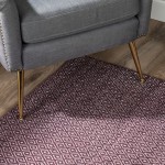 Prism Eggplant Diamond Weave Wool Accent Rug, 2’ x 3’, Eggplant, APR32EG2X3