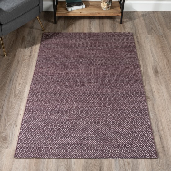 Prism Eggplant Diamond Weave Wool Area Rug, 5’ x 7’6", Eggplant, APR32EG5X8