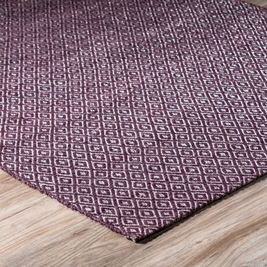 Prism Eggplant Diamond Weave Wool Area Rug, 8’ x 10’, Eggplant, APR32EG8X10