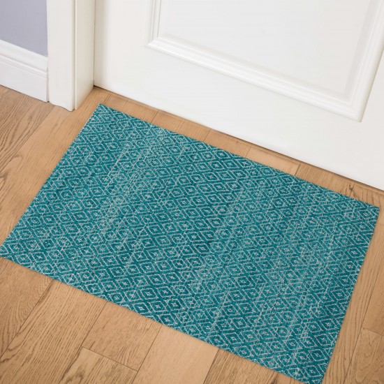 Prism Peacock Diamond Weave Wool Accent Rug, 2’ x 3’, Peacock, APR32PC2X3