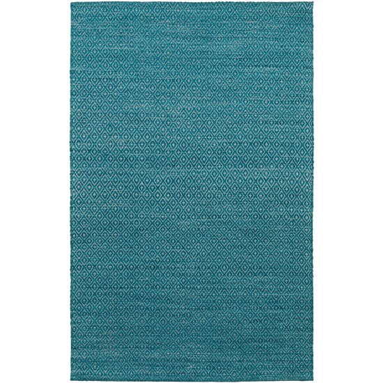 Prism Peacock Diamond Weave Wool Area Rug, 5’ x 7’6", Peacock, APR32PC5X8