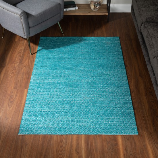 Prism Peacock Diamond Weave Wool Area Rug, 5’ x 7’6", Peacock, APR32PC5X8