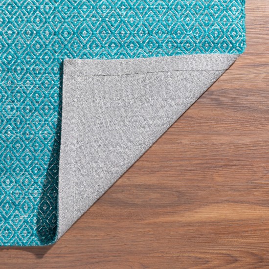 Prism Peacock Diamond Weave Wool Area Rug, 8’ x 10’, Peacock, APR32PC8X10
