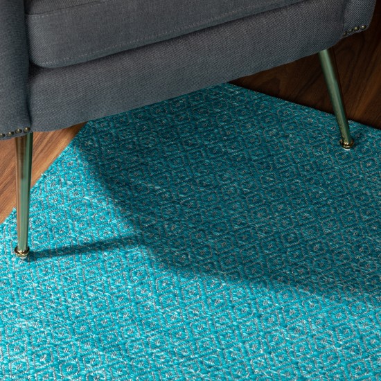 Prism Peacock Diamond Weave Wool Area Rug, 8’ x 10’, Peacock, APR32PC8X10