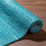 Prism Peacock Diamond Weave Wool Area Rug, 8’ x 10’, Peacock, APR32PC8X10