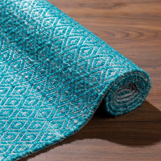 Prism Peacock Diamond Weave Wool Area Rug, 8’ x 10’, Peacock, APR32PC8X10