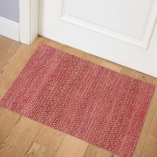 Prism Sangria Diamond Weave Wool Accent Rug, 2’ x 3’, Sangria, APR32SA2X3