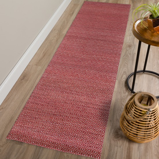 Prism Sangria Diamond Weave Wool Runner Rug, 2’3" x 7’6", Sangria, APR32SA2X8