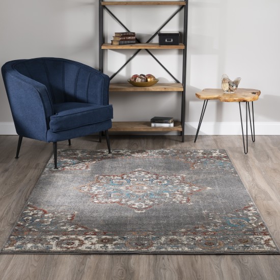 Addison Sheffield Snowflake Medallion Area Rug, 3’3" x 5’1", Grey, ASH34GR3X5