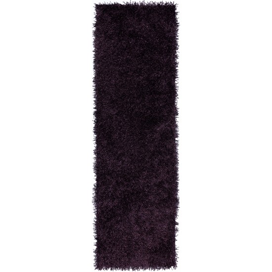 Sommer Solid Amethyst Shag Runner Rug, 2’3" x 7’6", Amethyst, ASM31AM2X8