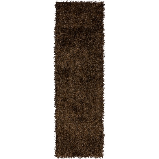 Addison Sommer Solid Brown Shag Runner Rug, 2’3" x 7’6", Brown, ASM31BR2X8