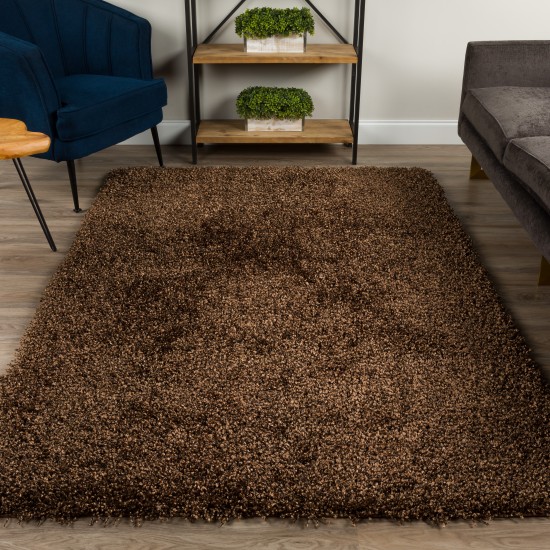 Addison Sommer Solid Brown Shag Area Rug, 8’ x 10’, Brown, ASM31BR8X10