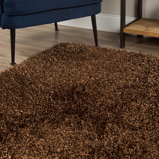 Addison Sommer Solid Brown Shag Area Rug, 9’ x 13’, Brown, ASM31BR9X13
