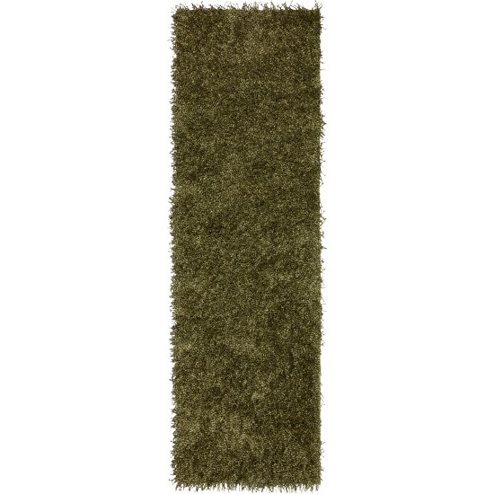 Addison Sommer Solid Green Shag Runner Rug, 2’3" x 7’6", Green, ASM31GN2X8