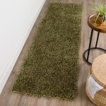 Addison Sommer Solid Green Shag Runner Rug, 2’3" x 7’6", Green, ASM31GN2X8