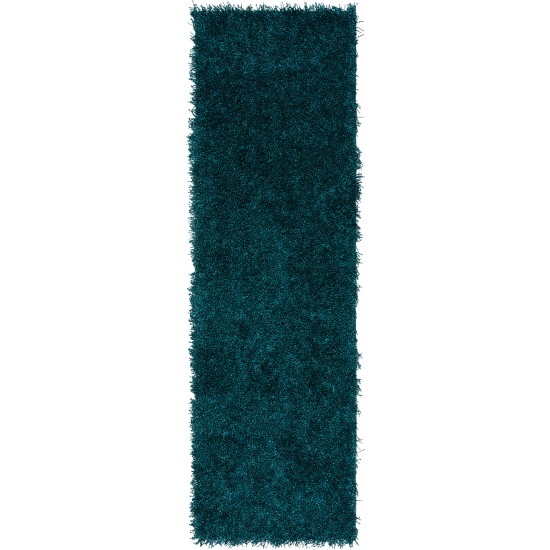 Addison Sommer Solid Peacock Shag Runner Rug, 2’3" x 7’6", Peacock, ASM31PC2X8