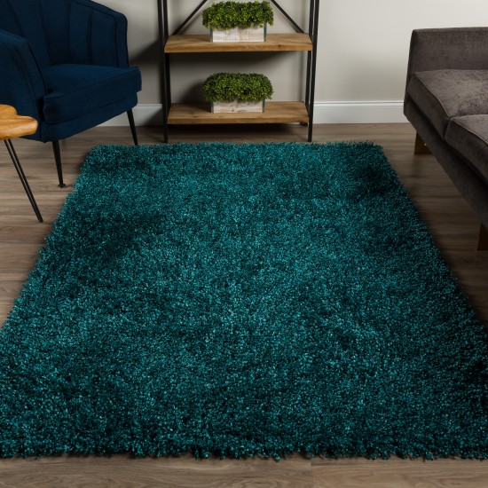 Addison Sommer Solid Peacock Shag Area Rug, 3’6" x 5’6", Peacock, ASM31PC4X6