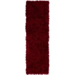 Addison Sommer Solid Ruby Shag Runner Rug, 2’3" x 7’6", Ruby, ASM31RU2X8