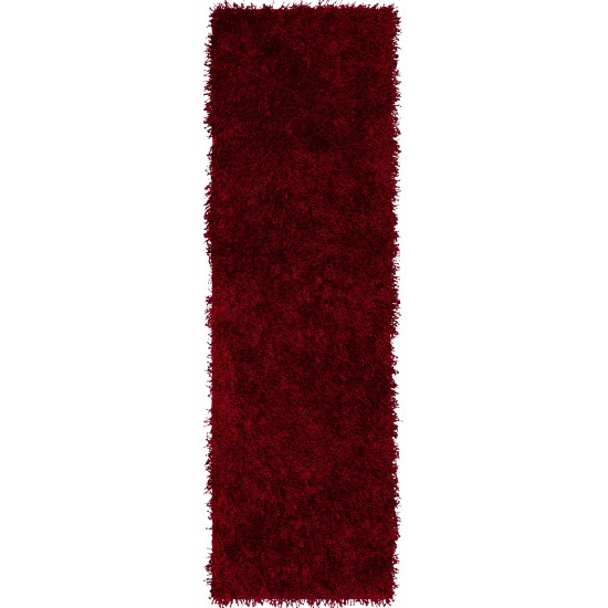 Addison Sommer Solid Ruby Shag Runner Rug, 2’3" x 7’6", Ruby, ASM31RU2X8