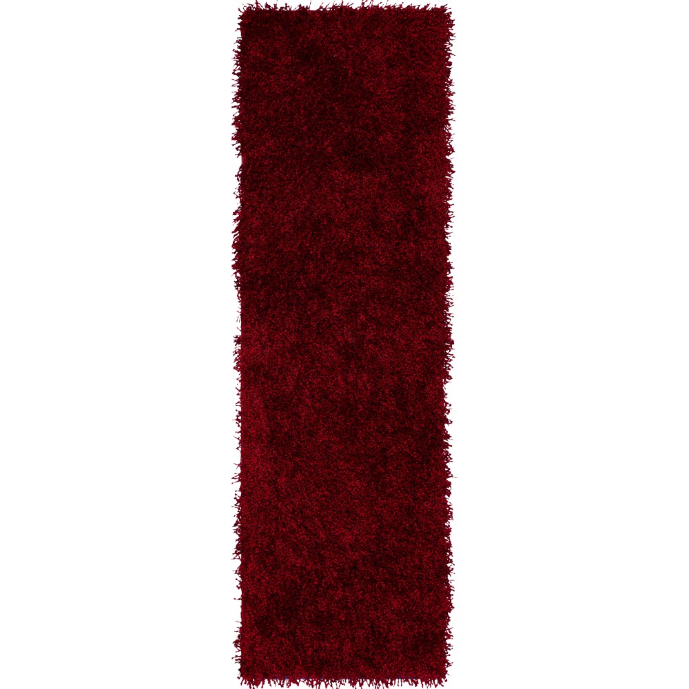 Addison Sommer Solid Ruby Shag Runner Rug, 2’3" x 7’6", Ruby, ASM31RU2X8