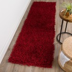 Addison Sommer Solid Ruby Shag Runner Rug, 2’3" x 7’6", Ruby, ASM31RU2X8