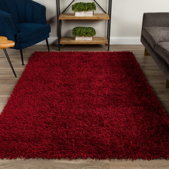 Addison Sommer Solid Ruby Shag Area Rug, 3’6" x 5’6", Ruby, ASM31RU4X6