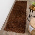 Addison Sommer Solid Spice Shag Runner Rug, 2’3" x 7’6", Spice, ASM31SP2X8