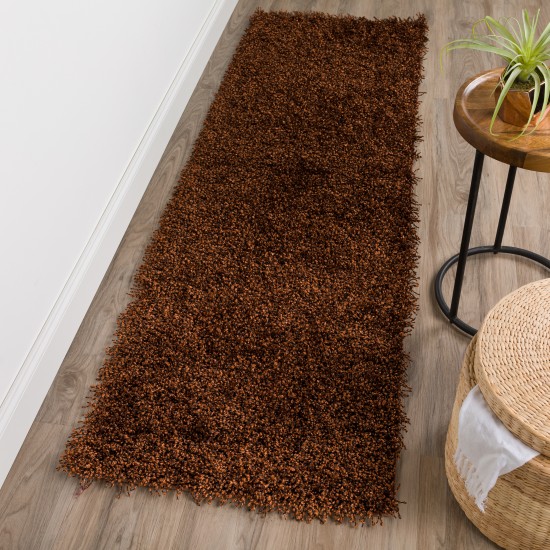 Addison Sommer Solid Spice Shag Runner Rug, 2’3" x 7’6", Spice, ASM31SP2X8