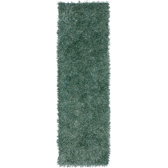 Sommer Solid Turquoise Shag Runner Rug, 2’3" x 7’6", Turquoise, ASM31TU2X8