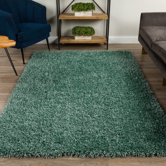 Sommer Solid Turquoise Shag Area Rug, 3’6" x 5’6", Turquoise, ASM31TU4X6