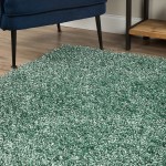 Sommer Solid Turquoise Shag Area Rug, 3’6" x 5’6", Turquoise, ASM31TU4X6