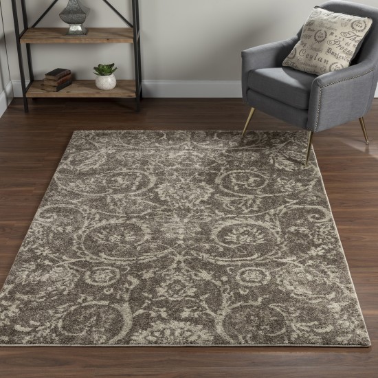 Addison Tobin Classic Damask Area Rug, 5’3" x 7’7", Brown, ATO42BR5X8