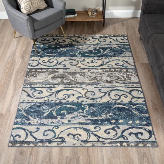 Addison Blair Transitional Stripe Blue Area Rug, 8’2" x 10’, Blue, OSBL32BL8X10