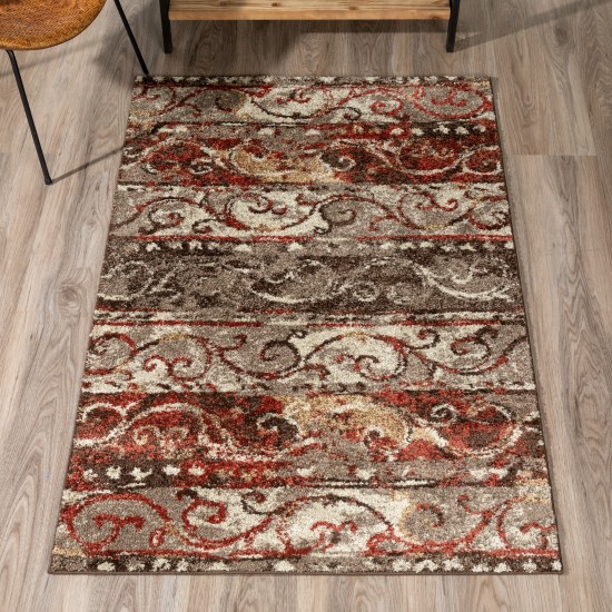 Blair Transitional Stripe Spice Area Rug, 8’2" x 10’, Spice, OSBL32SP8X10