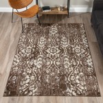 Addison Blair Vintage Damask Area Rug, 3’3" x 5’1", Brown, OSBL34BR3X5