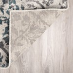 Platinum Distressed Damask Area Rug, 9’6" x 13’2", Peacock, OSPL31PC10X13