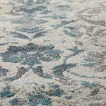 Platinum Distressed Damask Area Rug, 9’6" x 13’2", Peacock, OSPL31PC10X13