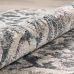 Addison Platinum Distressed Damask Area Rug, 3’3" x 5’3", Peacock, OSPL31PC3X5