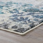 Platinum Distressed Damask Area Rug, 7’10" x 10’7", Peacock, OSPL31PC8X11