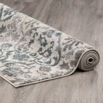 Platinum Distressed Damask Area Rug, 7’10" x 10’7", Peacock, OSPL31PC8X11