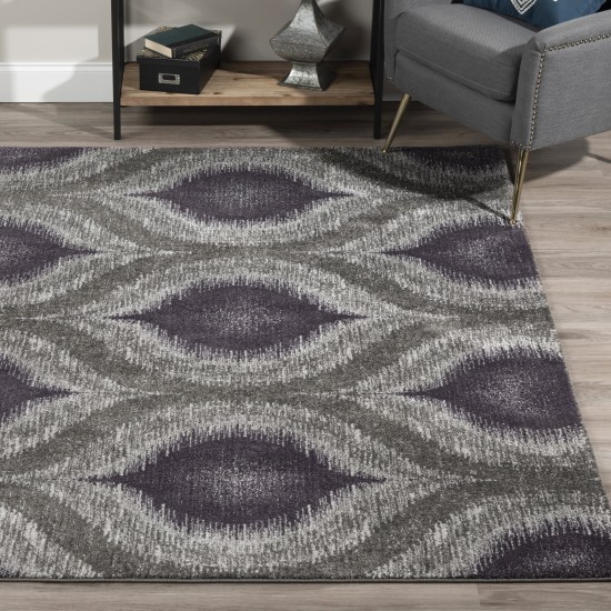 Addison Platinum Nebulous Ogee Area Rug, 5’3" x 7’7", Eggplant, OSPL33EG5X8