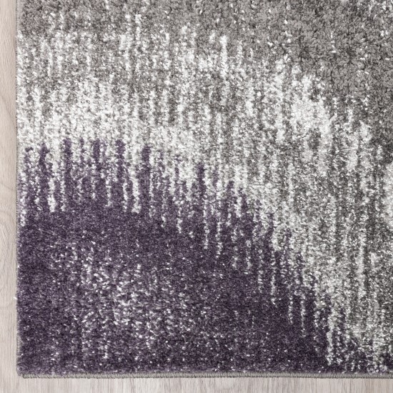 Addison Platinum Nebulous Ogee Area Rug, 5’3" x 7’7", Eggplant, OSPL33EG5X8
